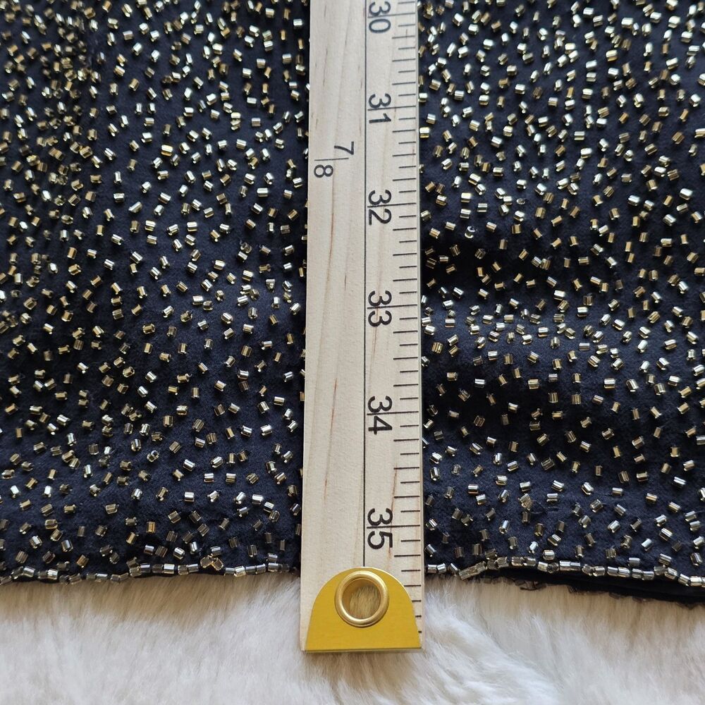 Black Tie Oleg Cassini Beaded Silk Halter Dress Black Gold Glam Cocktail Sz 8 - Picture 9 of 10